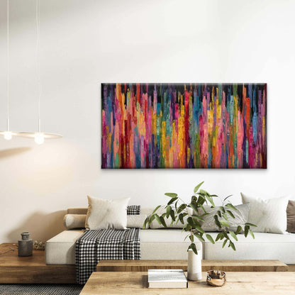 Neutral Vertical Line Stripes Wall Art Canvas Office Home Room Framed 120x60cm - Bella Home Decor