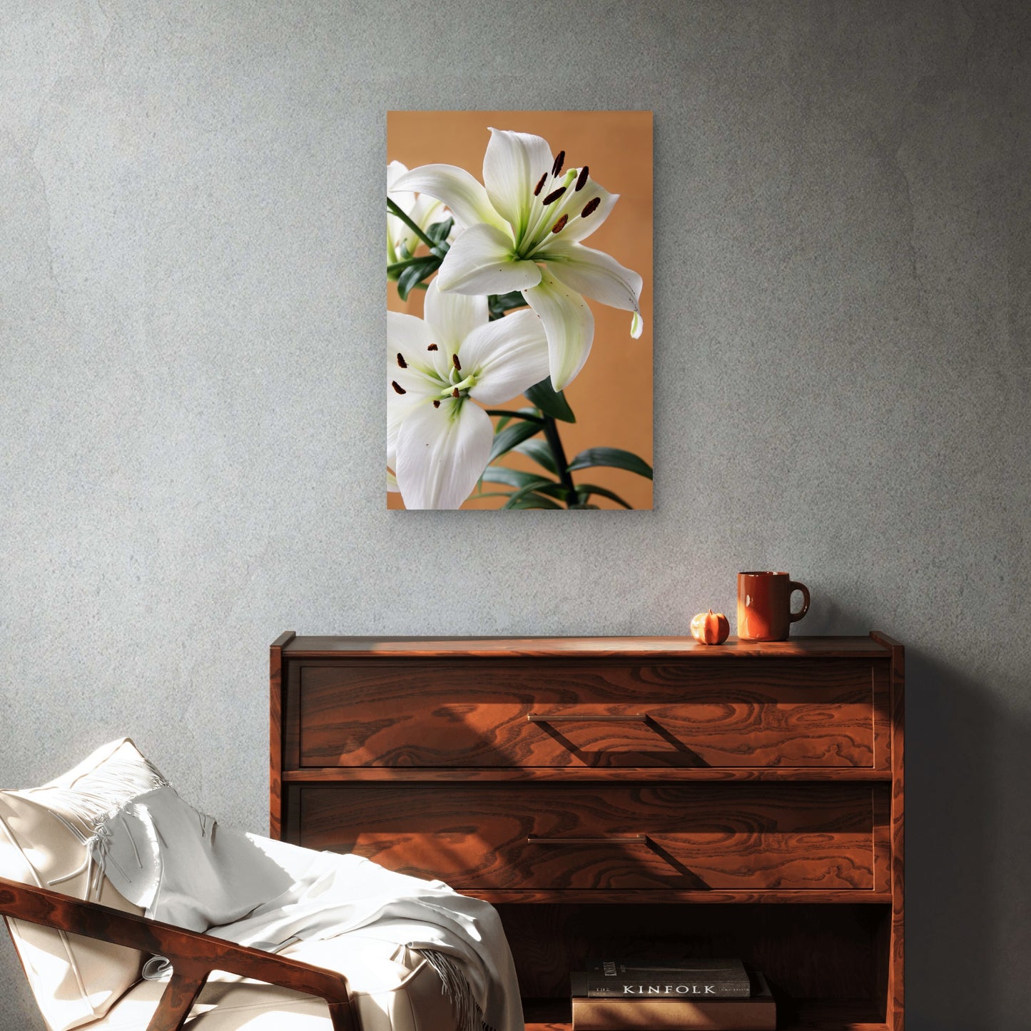 Elegant White Lily Flower Bloom 40x60cm Metal Print Ready to Hang