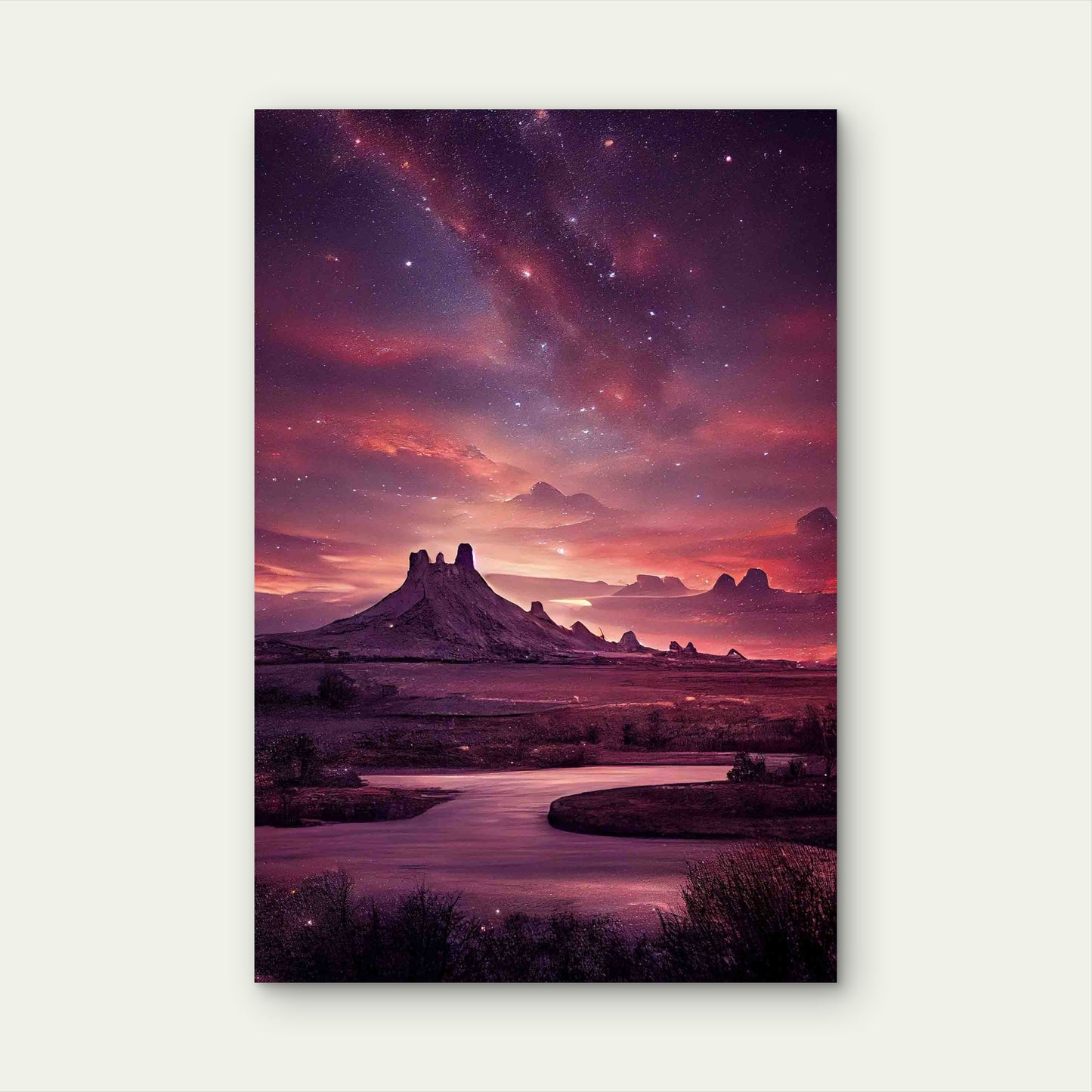 Landscape Featuring The Milky Way Metal Print Ready to Hang