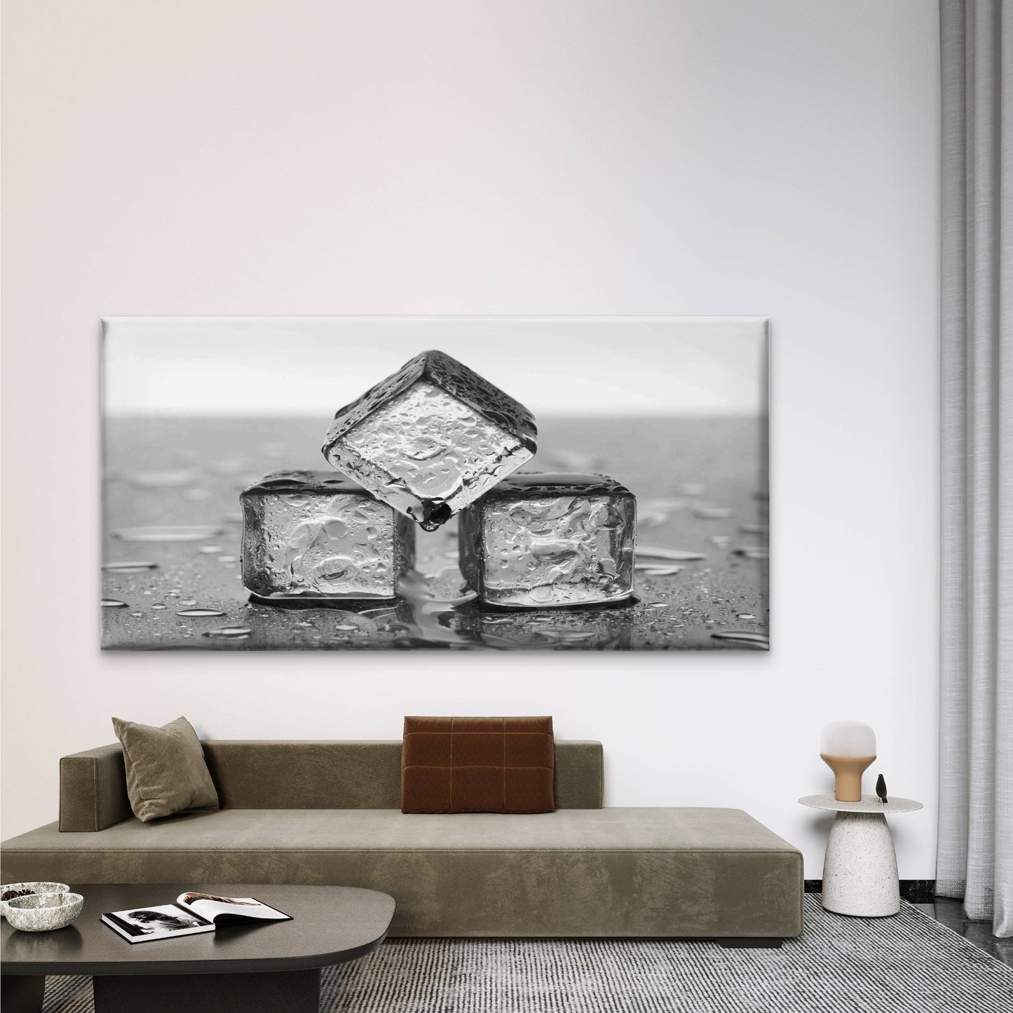 Melting Ice Cubes Wall Art Canvas Office Home Room Framed 120x60cm