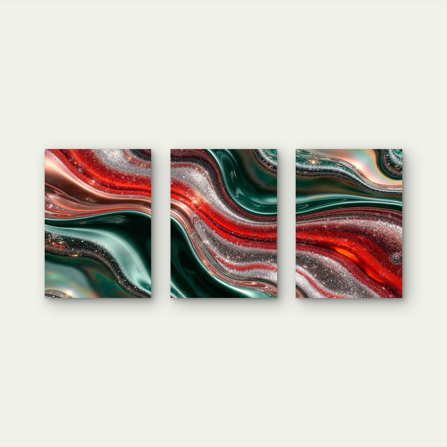 3pcs Abstract Liquid Pattern Metal Print Ready to Hang Art