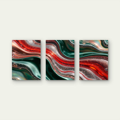 3pcs Abstract Liquid Pattern Metal Print Ready to Hang Art