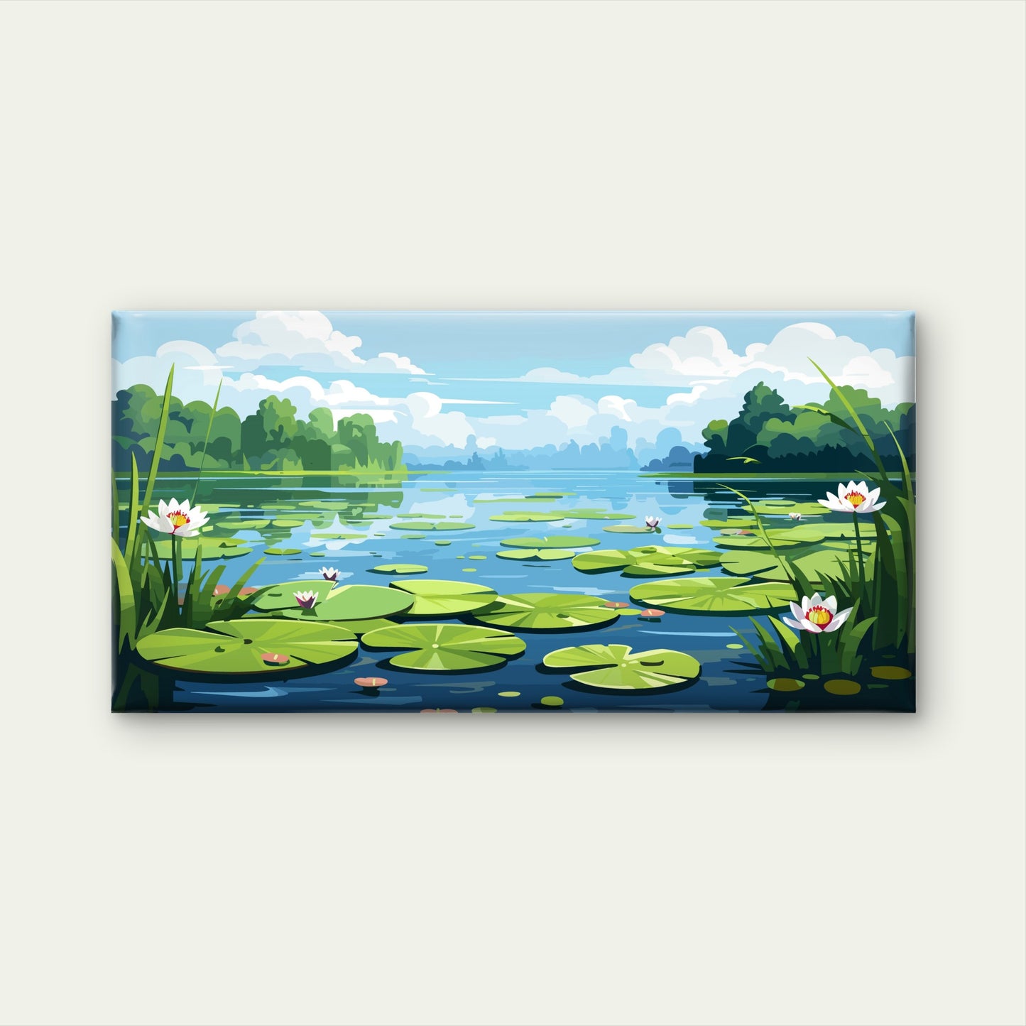 Water Lilies In Calm Pond Wall Art Canvas Office Home Room Framed 120x60cm