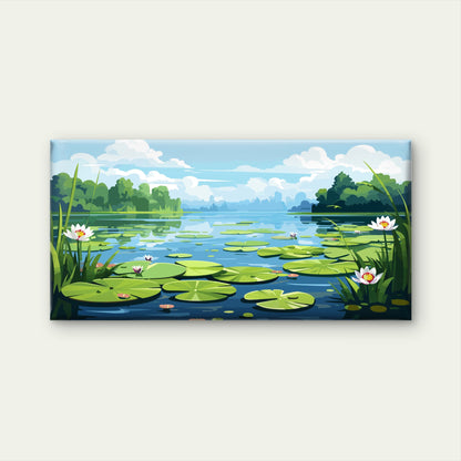 Water Lilies In Calm Pond Wall Art Canvas Office Home Room Framed 120x60cm