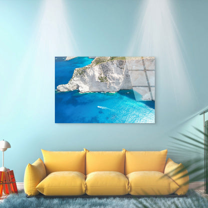 Greek Islands Navagio Beach Turquoise  Acrylic Glass Printing Wall Art Australian Made Quality