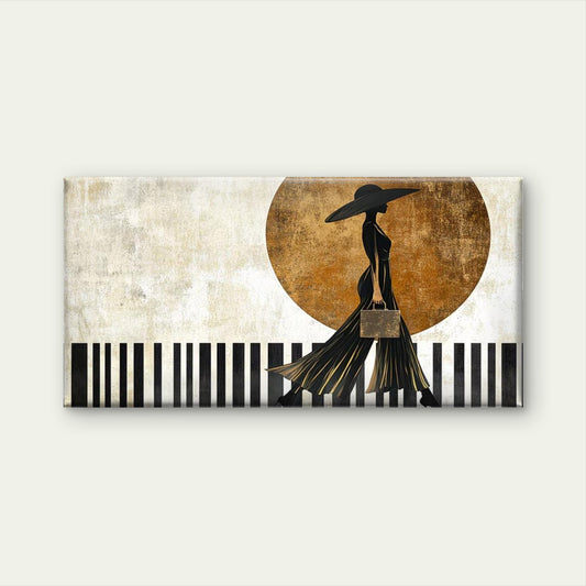 Elegant Woman Wearing a Hat Wall Art Canvas Office Home Room Framed 120x60cm