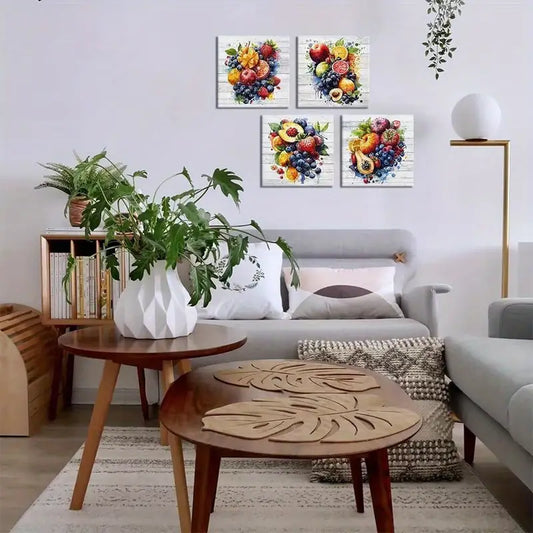 4pcs Fruit Canvas Wall Art Kitchen Wall Art Canvas Framed