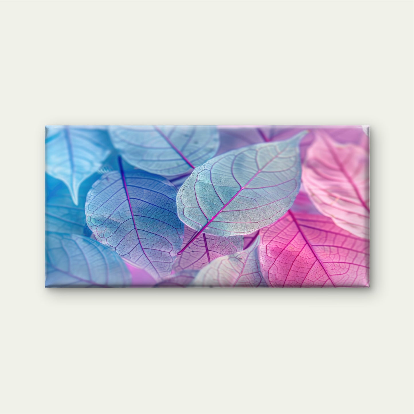 Colorful Background Leaves With Different Colors Purple Blue Pink Wall Art Canvas Office Home Room Framed 120x60cm