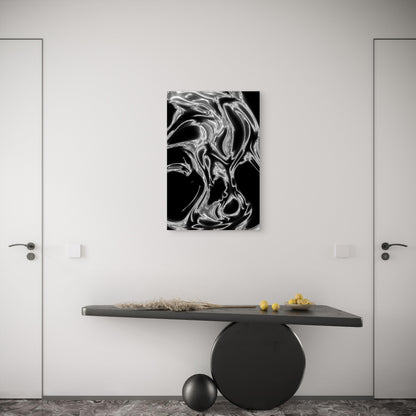 Abstract Metallic Fluid Shapes on Black Background 40x60cm Metal Print Ready to Hang