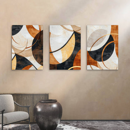3pcs Modern Geometric Circle Abstract Painting  Wall Art Set Canvas Framed 40x60cm - High Quality Print 100% Australian Made Wall Canvas Ready to Hang