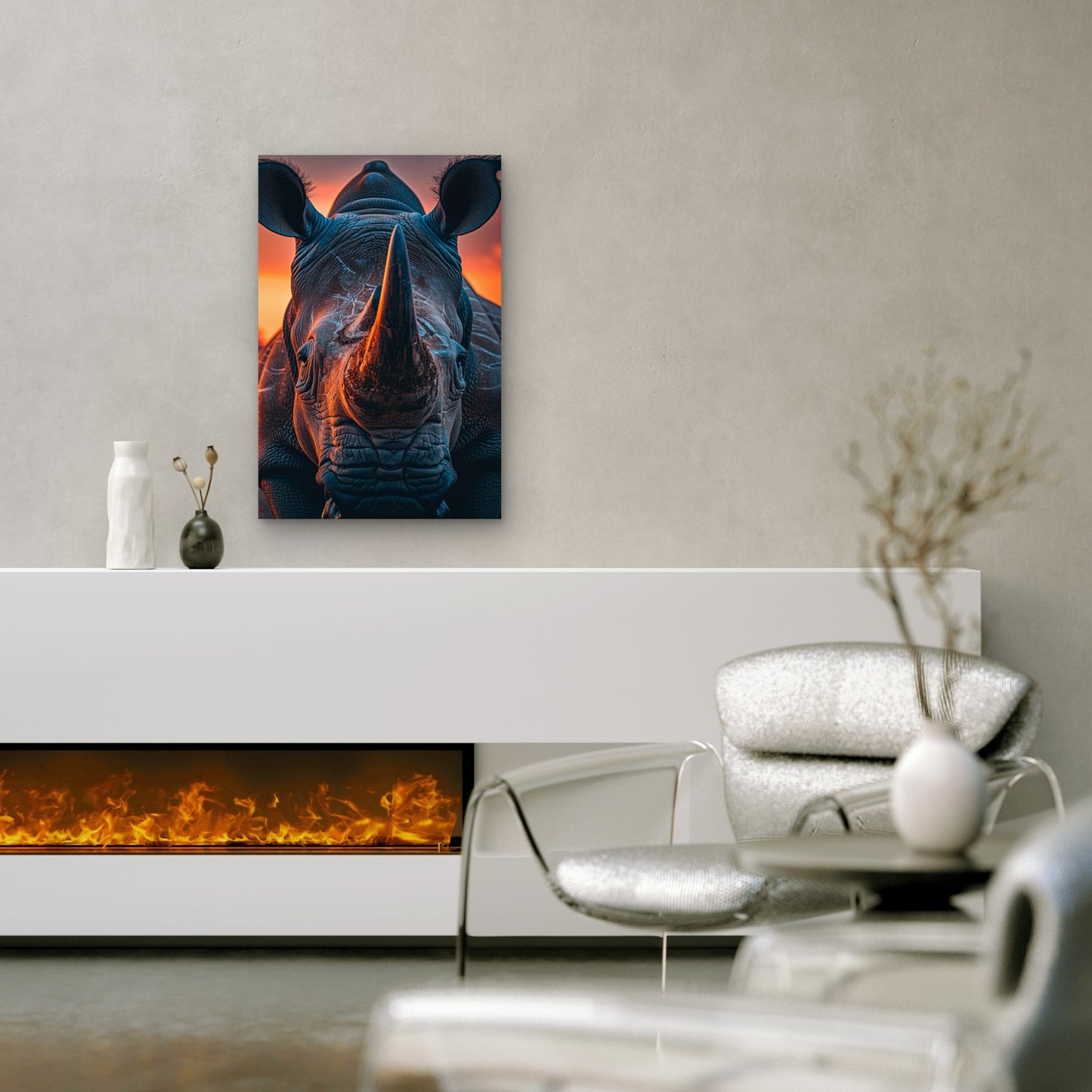 View Wild Rhino Nature 40x60cm Metal Print Ready to Hang