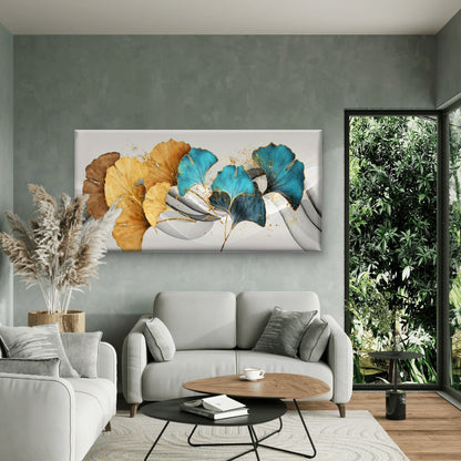 Featuring Ginkgo Leaves Wall Art Canvas Office Home Room Framed 120x60cm