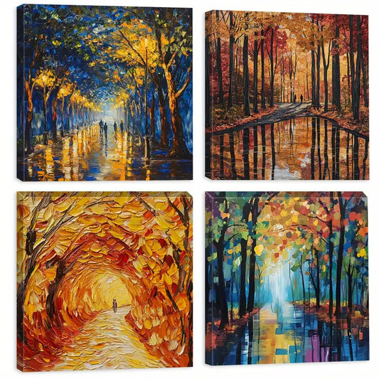 4pcs Lights Square, Colorful Art Prints   Wall Art Canvas Framed