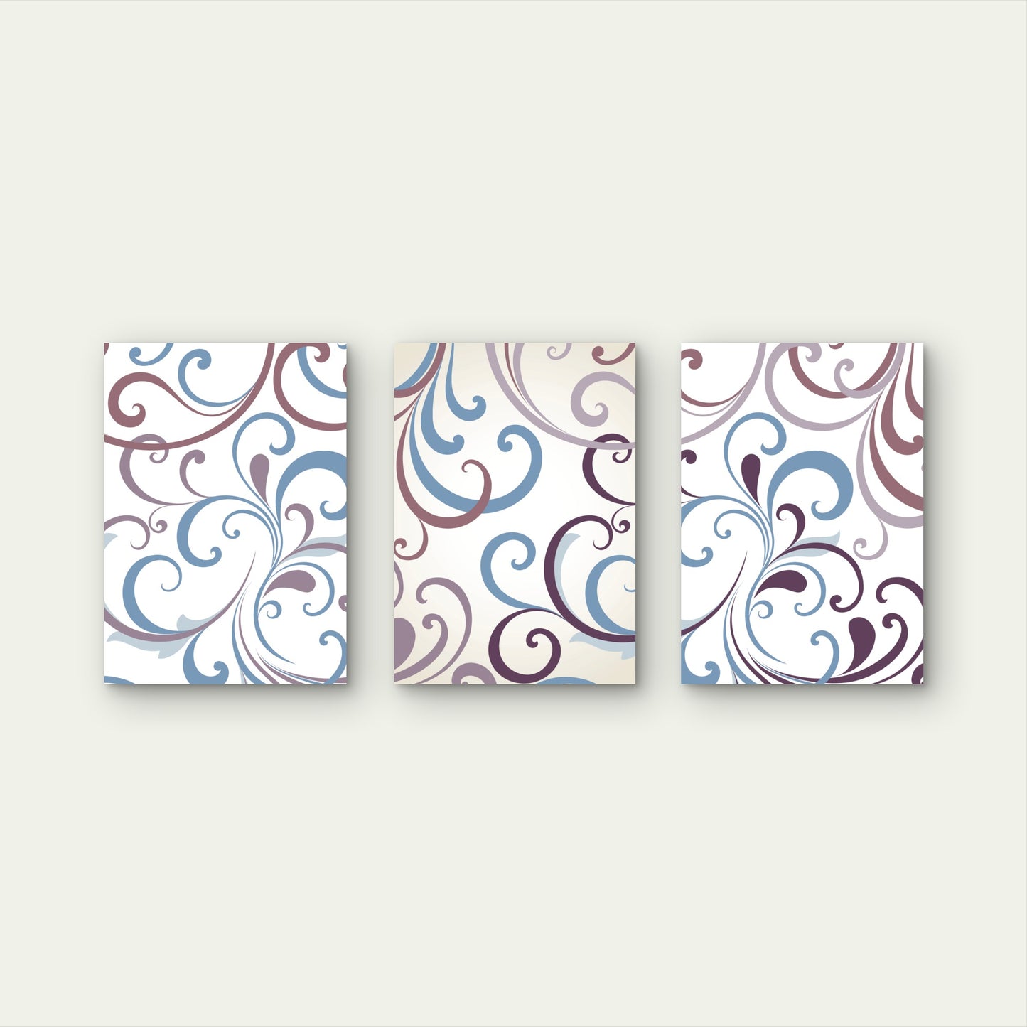 3pcs Purple Blue Swirl Scroll Wave Pattern   Wall Art Set Canvas Framed 40x60cm - High Quality Print 100% Australian Made Wall Canvas Ready to Hang