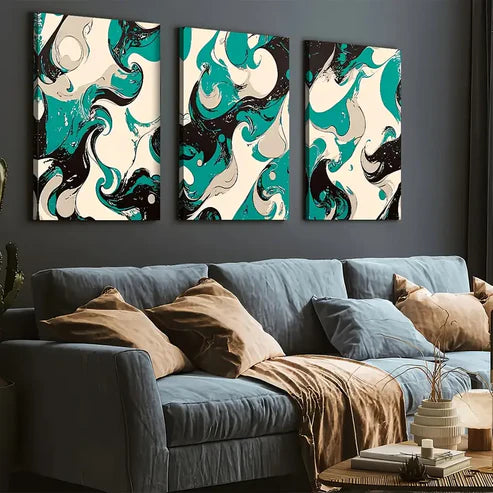 3pcs Modern Style Fashion Abstract Light Luxury Art Colorful Wall Art Set Canvas Unframed - High Quality Print 100% Australian Made Wall Canvas