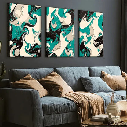 3pcs Modern Style Fashion Abstract Light Luxury Art Colorful Wall Art Set Canvas Unframed - High Quality Print 100% Australian Made Wall Canvas