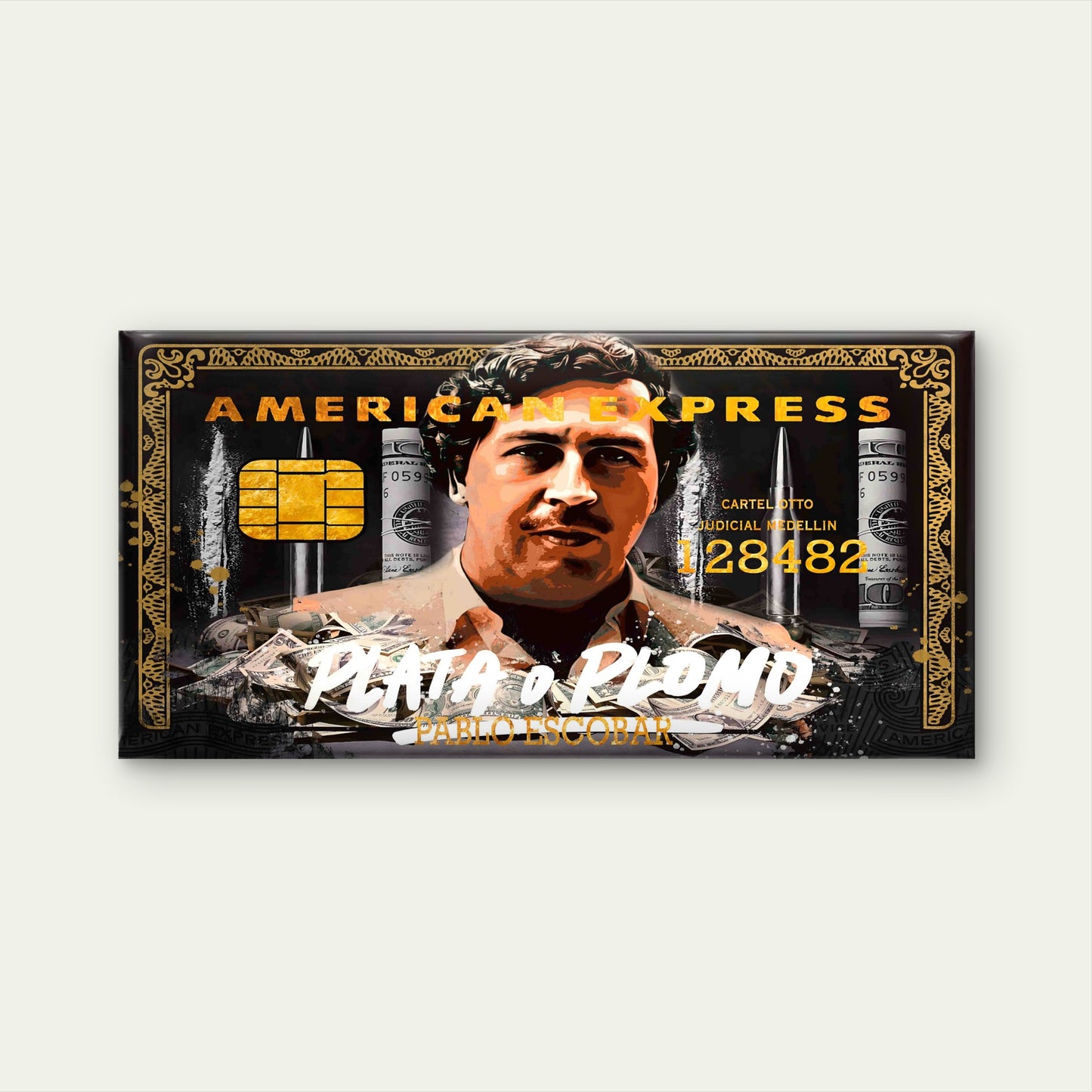 Cartel Boss Card Money Print Wall Art Canvas Office Home Room Framed 120x60cm - Bella Home Decor