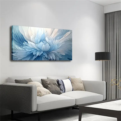 Abstract Blue White Floral Wall Art Canvas Office Home Room Framed 120x60cm - Bella Home Decor