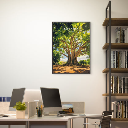 Historic Lahaina Banyan Tree in Maui Travel Poster Print Wall Art - Bella Home Decor