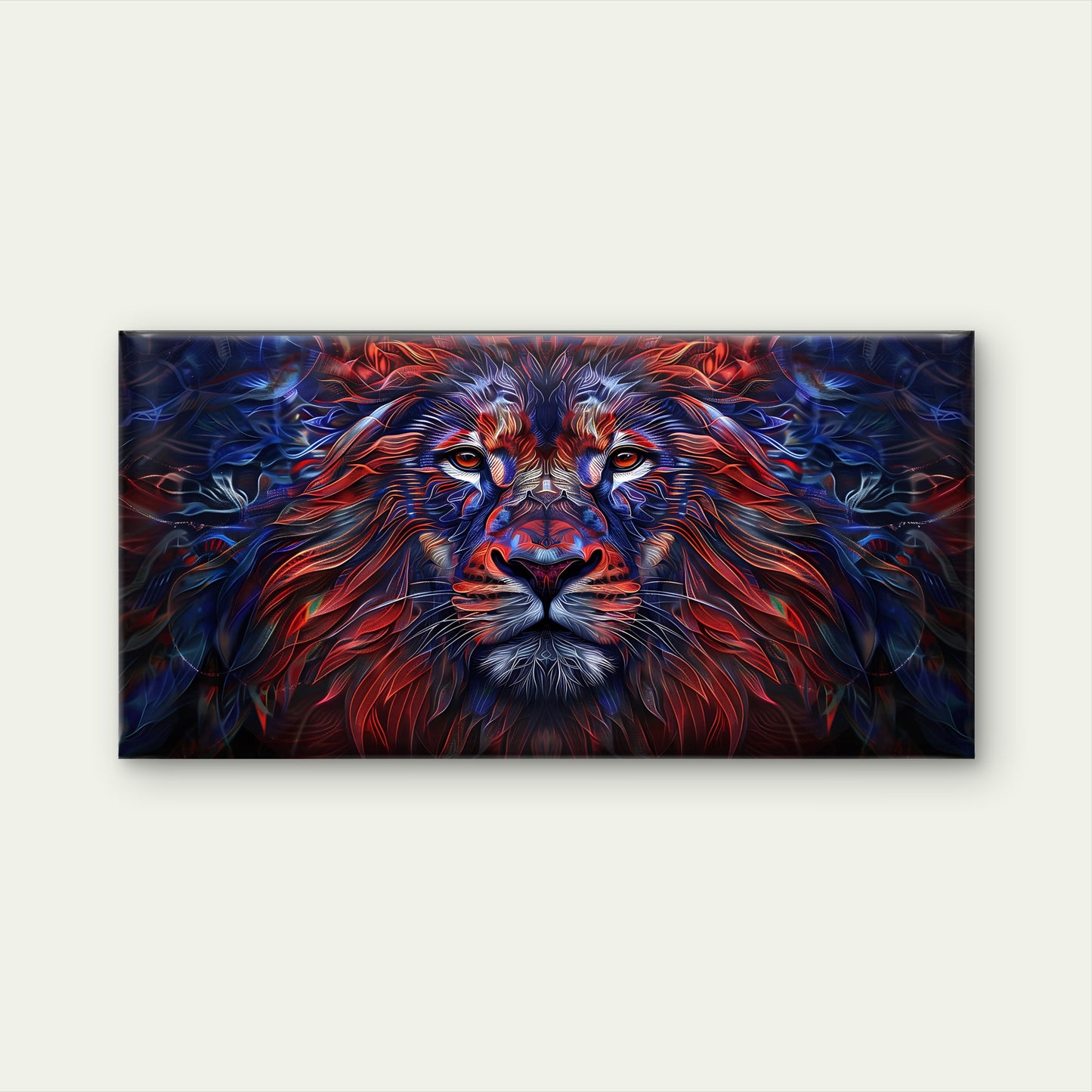 Vibrant Abstract Lion Wall Art Canvas Office Home Room Framed 120x60cm - Bella Home Decor