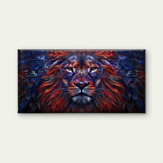 Vibrant Abstract Lion Wall Art Canvas Office Home Room Framed 120x60cm