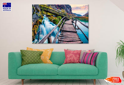 Pure Waterfall In Autumn Forest Print 100% Australian Made
