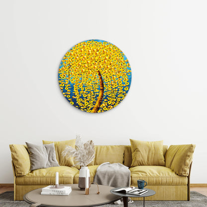 Yellow Flower Trees Acrylic Glass Rounded Print Tempered Glass Wall Art 100% Made in Australia Ready to Hang