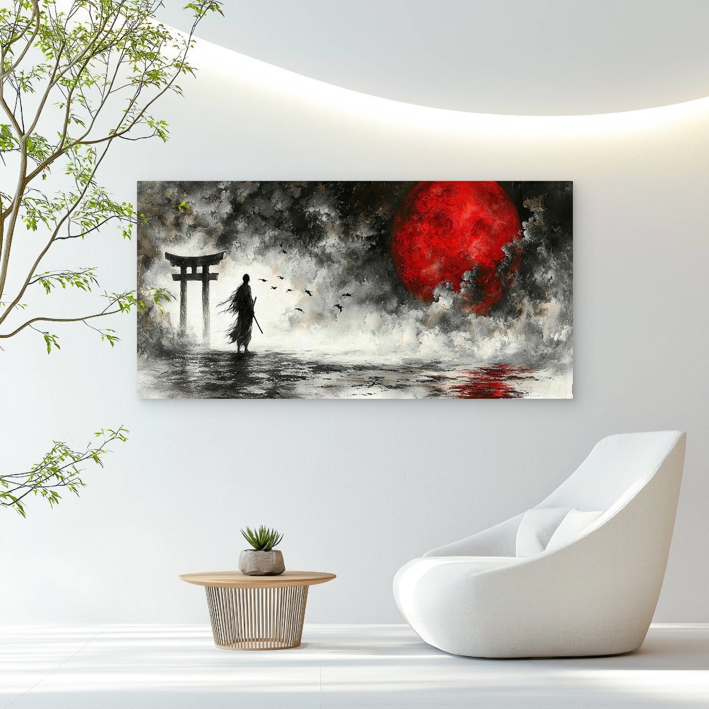 Bloodmoon Over The Ancient Gate Wall Art Canvas Office Home Room Framed 120x60cm