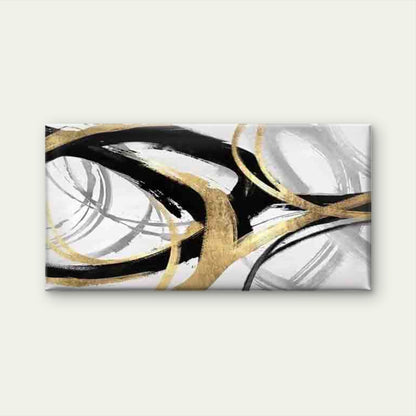 Black White And Golden Abstract Wall Art Canvas Office Home Room Framed 120x60cm