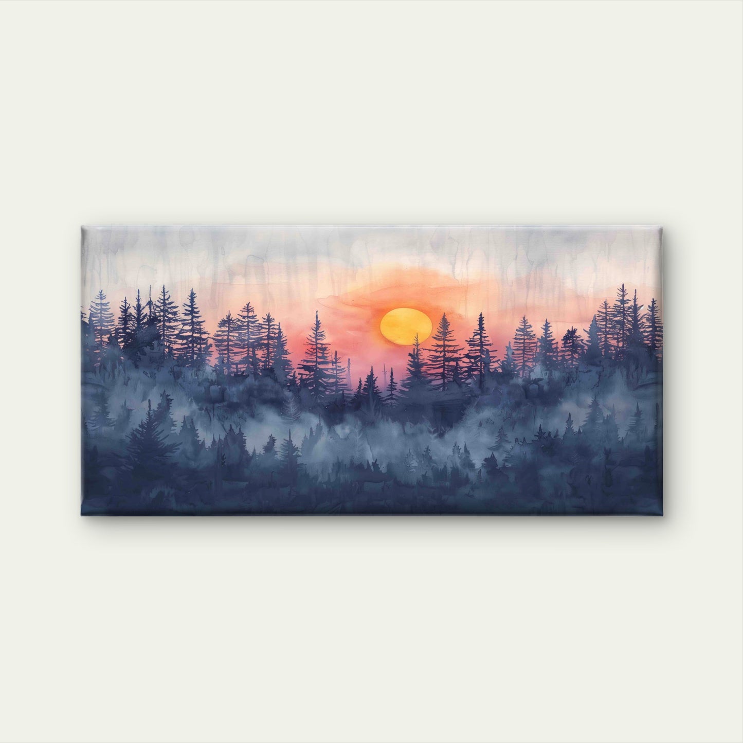 Misty Forest at Sunset Wall Art Canvas Office Home Room Framed 120x60cm - Bella Home Decor