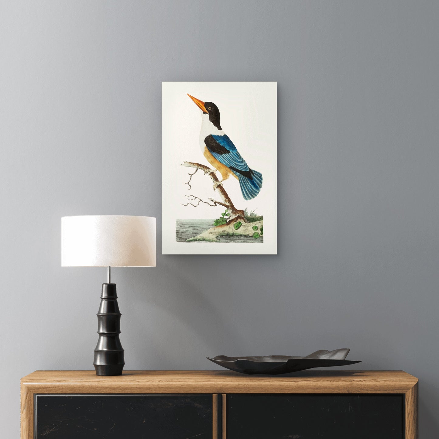 Vintage Illustration of a Blue Kingfisher 60x90cm Metal Print Ready to Hang