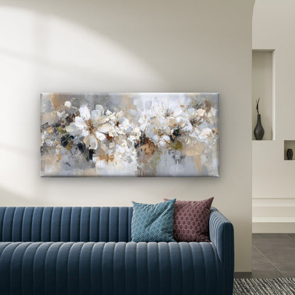 Soft Neutral Floral Wall Art Canvas Office Home Room Framed 120x60cm - Bella Home Decor