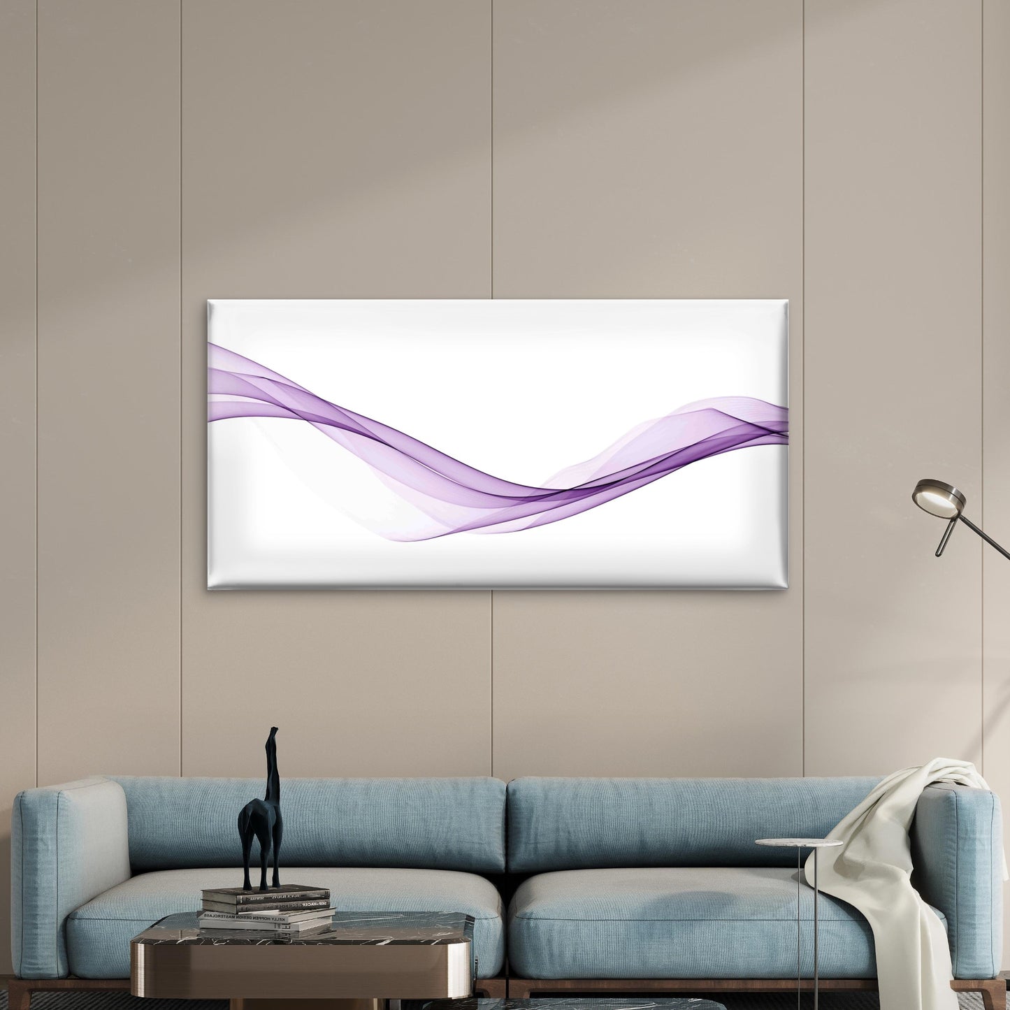 Dynamic Purple Wave Wall Art Canvas Office Home Room Framed 120x60cm - Bella Home Decor