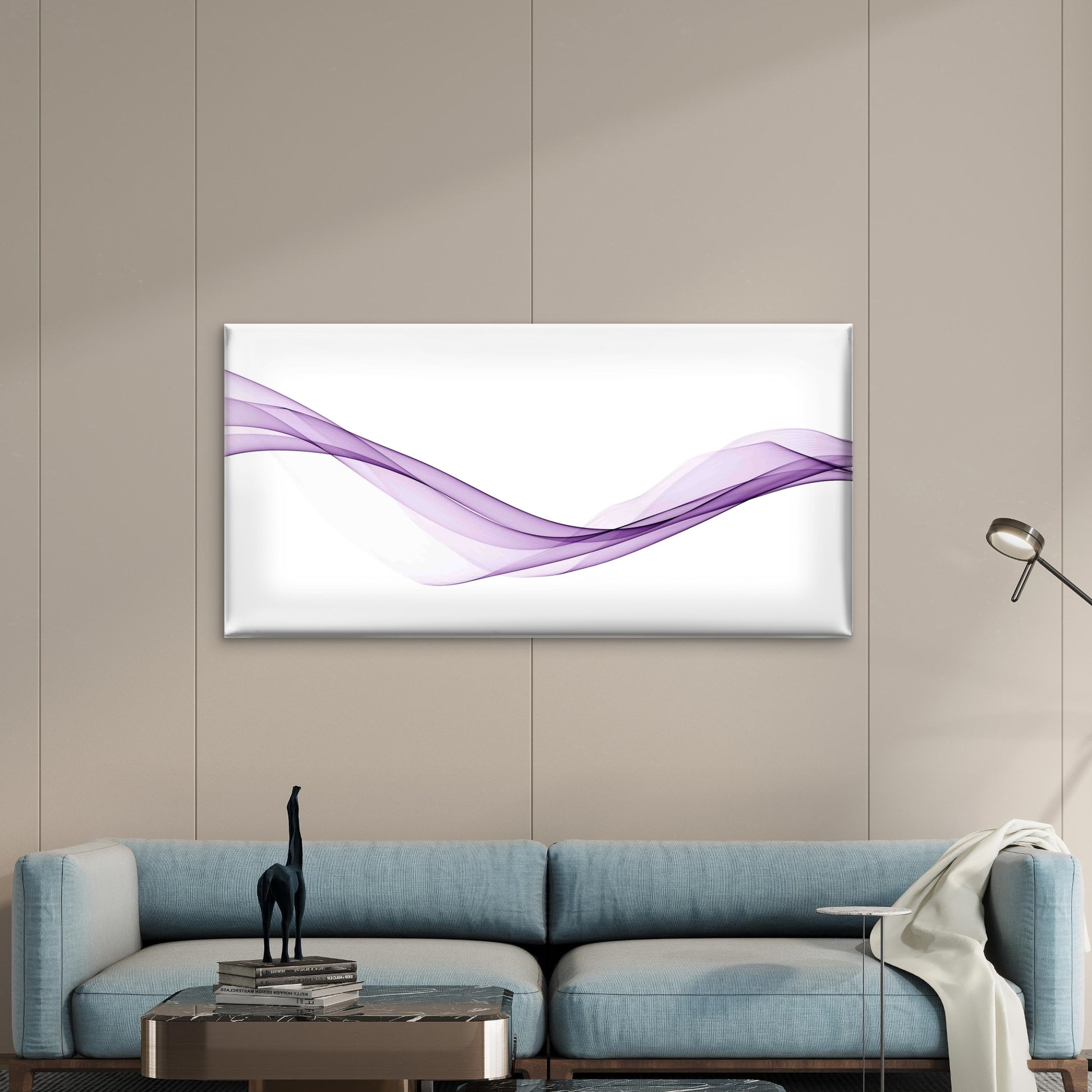 Dynamic Purple Wave Wall Art Canvas Office Home Room Framed 120x60cm - Bella Home Decor