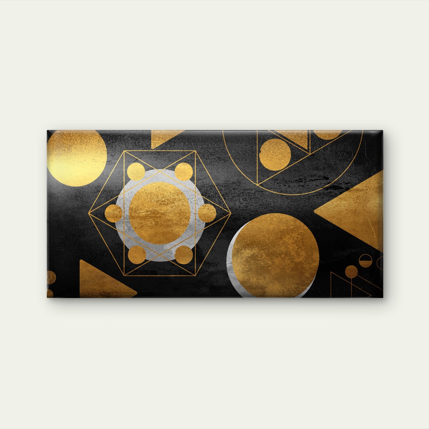 Black Gold Geometric Abstract Wall Art Canvas Office Home Room Framed 120x60cm