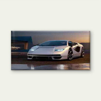 Modern Sports Car At Sunset Wall Art Canvas Office Home Room Framed 120x60cm - Bella Home Decor