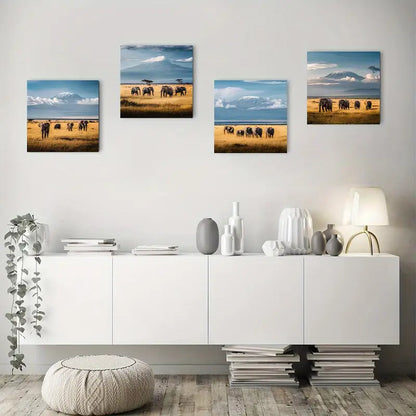4pcs Mount Kilimanjaro From Keny  Wall Art Canvas Framed
