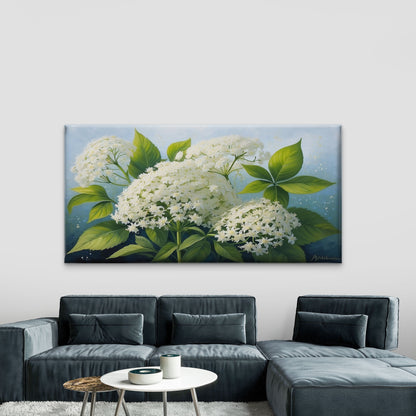 White Hydrangea Flower Art Wall Art Canvas Office Home Room Framed 120x60cm
