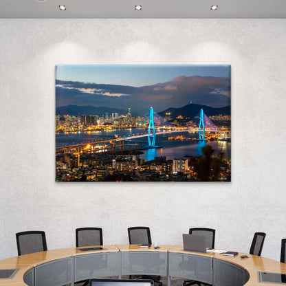 Busan Korea Night City Skyline Wall Art Decor 100% Australian Made