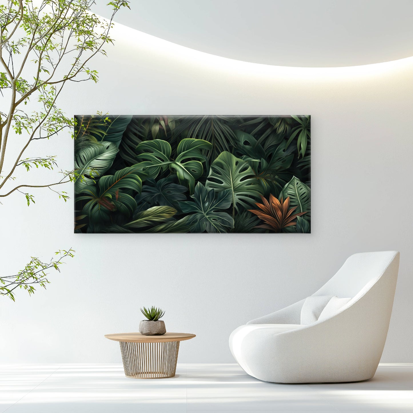 Dark Green Monstera Jungle Wall Art Canvas Office Home Room Framed 120x60cm - Bella Home Decor