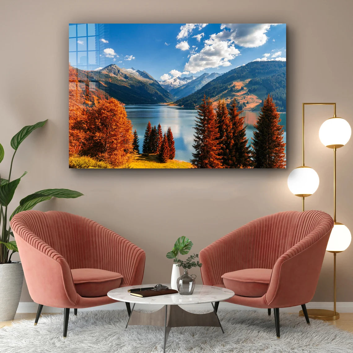 Mountains Lake Blue Sky UV Direct Aluminum Print Australian Made Quality