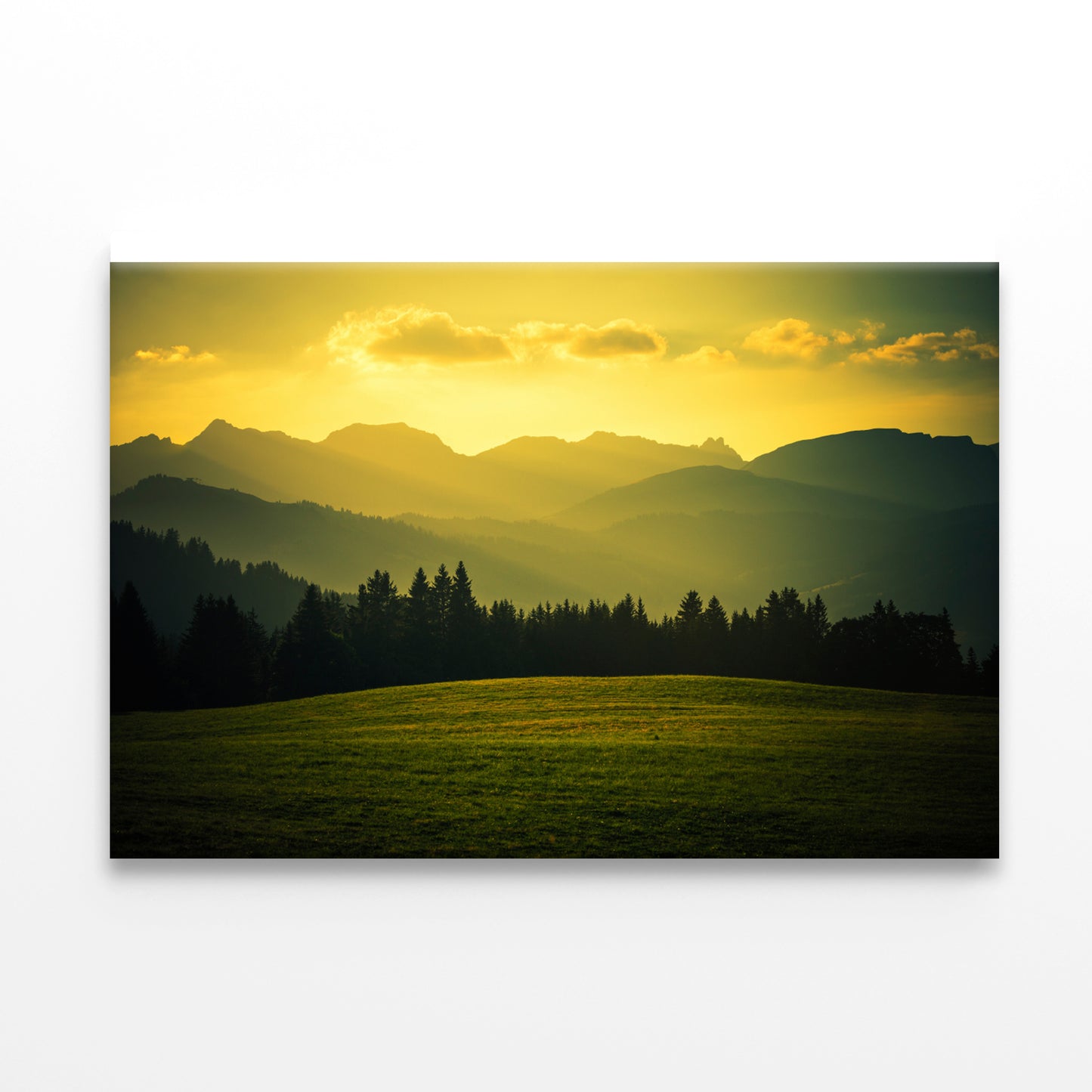Green Grass Land with Yellow Sky Print 100% Australian Made - Bella Home Decor