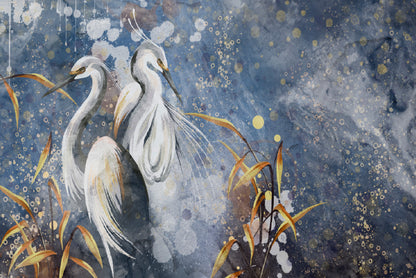 Painting Of a Group of Aquatic Birds Print 100% Australian Made - Bella Home Decor