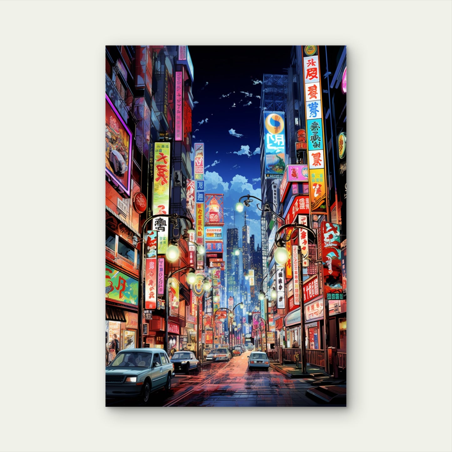 Cityscape Anime Urban Area Art 40x60cm Metal Print Ready to Hang