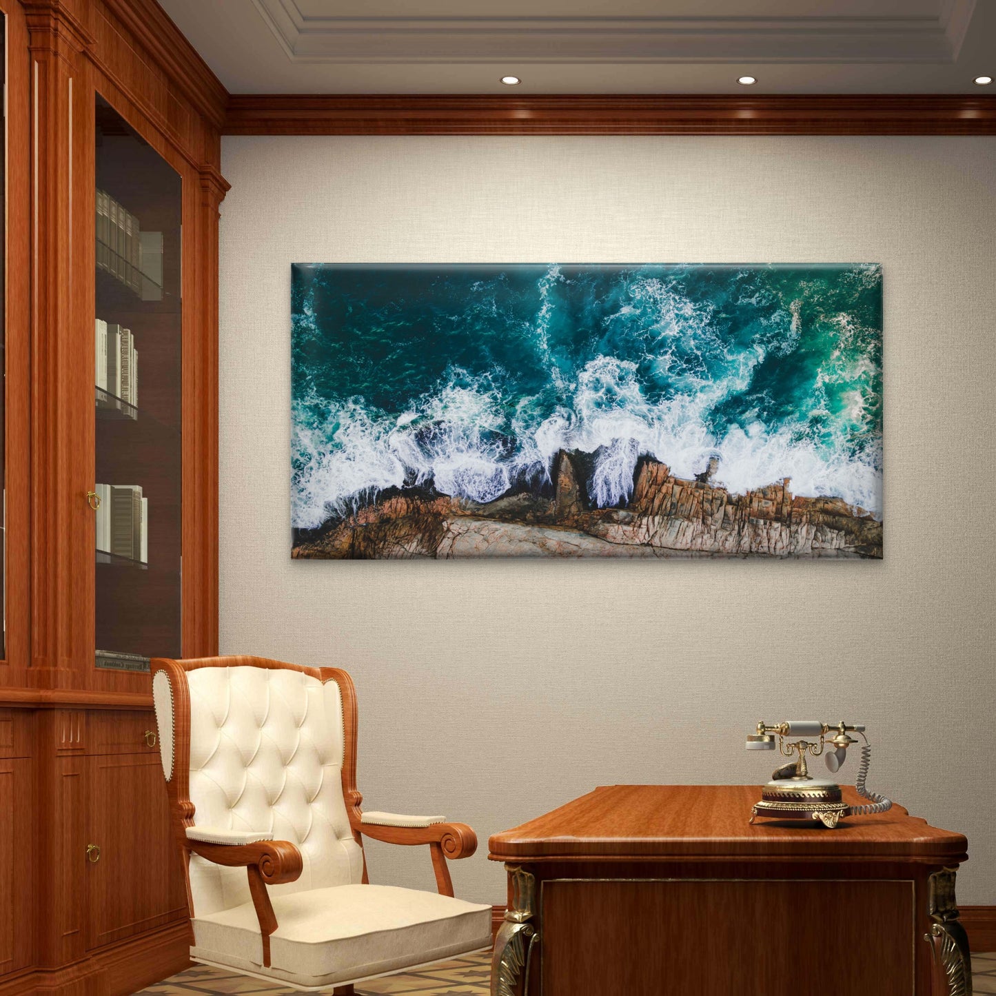 Rocky Ocean Coastline Waves Australia Wall Art Canvas Office Home Room Framed 120x60cm