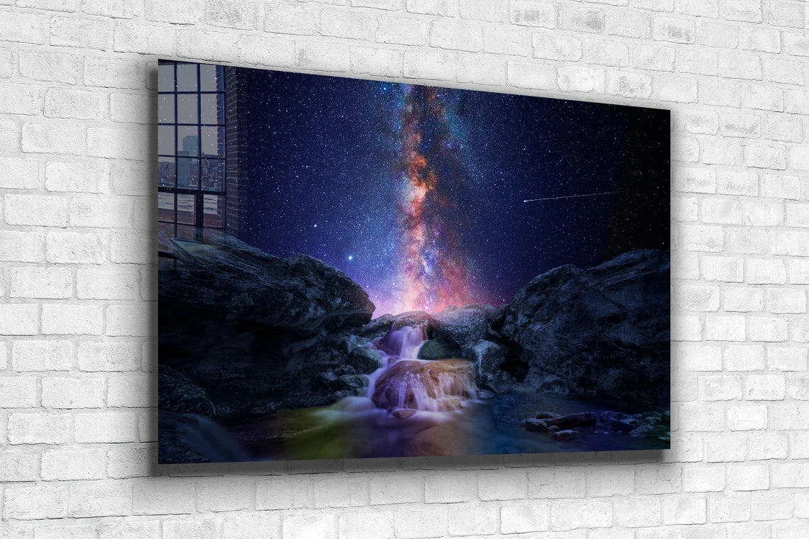 Waterfall Milkyway Sky UV Direct Aluminum Print Australian Made Quality