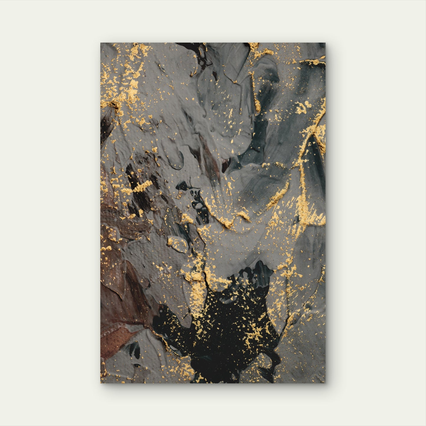 Grey Textured Foil Abstract Art 60x90cm Metal Print Ready to Hang - Bella Home Decor