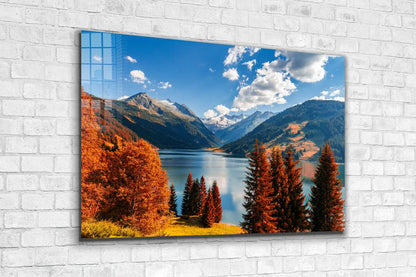 Mountains Lake Blue Sky UV Direct Aluminum Print Australian Made Quality