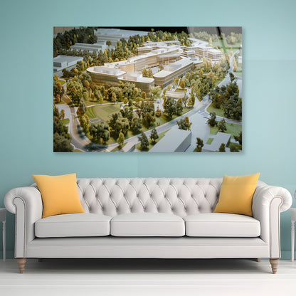 Buildings Surrounded By Trees Acrylic Glass Print Tempered Glass Wall Art 100% Made in Australia Ready to Hang - Bella Home Decor