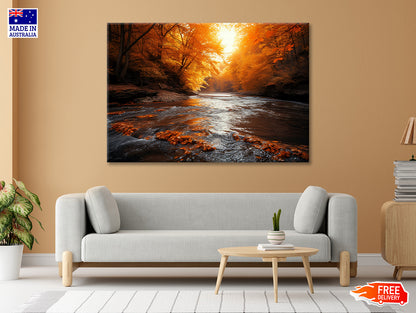 Orange autumn on The River Print 100% Australian Made - Bella Home Decor